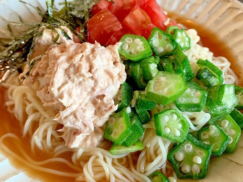 糖質ゼロ麺でツナマヨそうめん